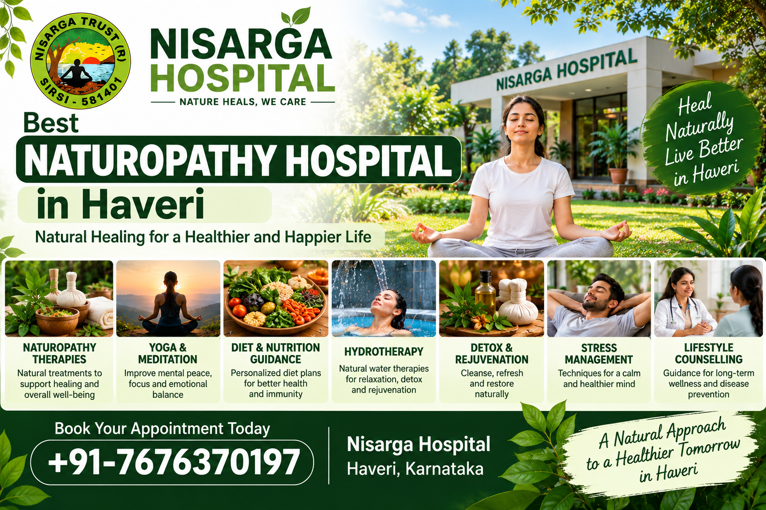 Nisarga Naturopathy Hospital Wellness Banner